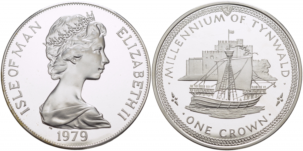 Остров Мэн 1 крона 1979 1000 летие Тинвальду (парламенту), Св. Мишель КМ 48a серебро PROOF 1081-5-13