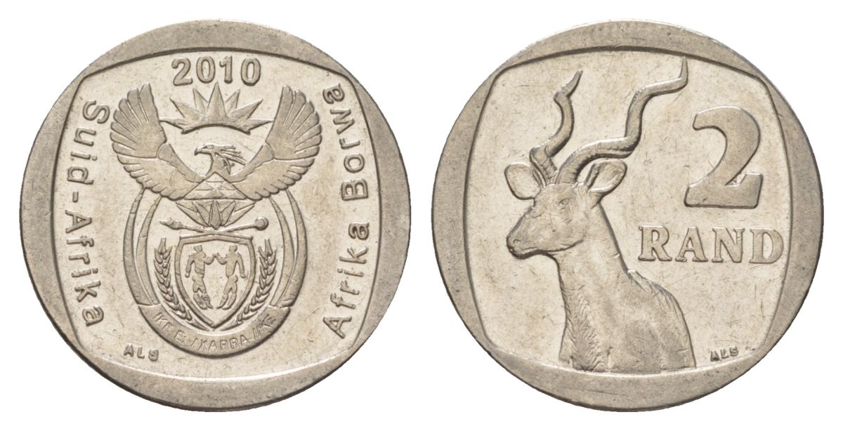 ЮАР 2 ранда 2010 KM 498 медь плакированная никелем 4628-251