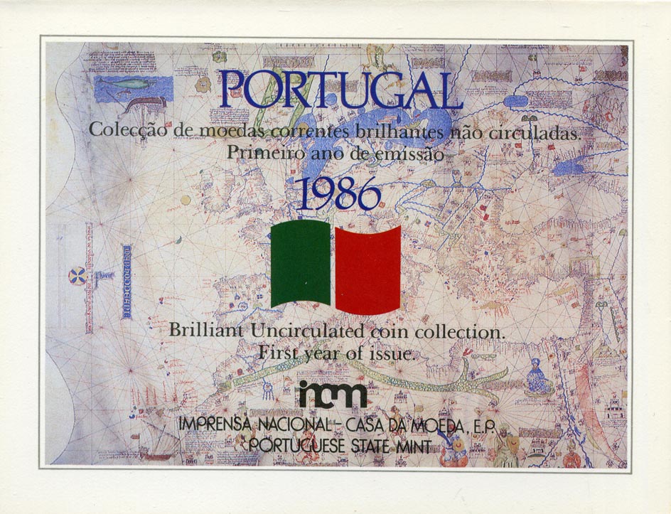 Португалия набор из 5 монет 1986 в оригинальном картонном буклете, первый год выпуска, тираж 50000 экз. KM MS7 (KM 631-634, 636) BUNC 5-4-3-27