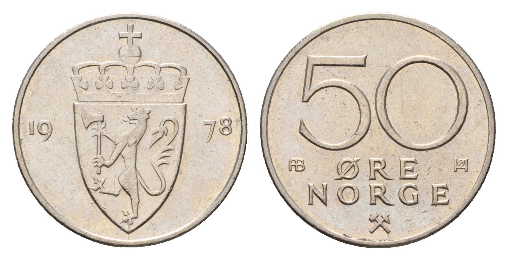 Норвегия 50 эре 1978 Улаф V (1957-1991) KM 418 медно-никель UNC 4702-316