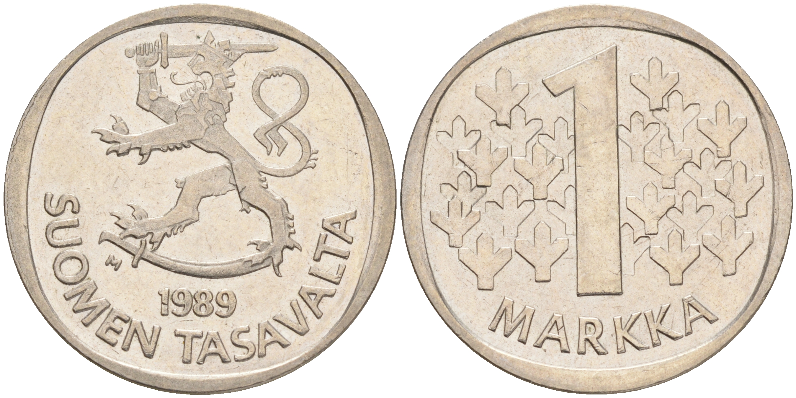 ФИНЛЯНДИЯ 1 МАРКА 1989 M KM 49а медно-никель 4556-813