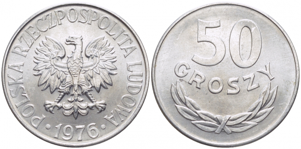 ПОЛЬША 50 ГРОШЕЙ 1976 КРЕМНИЦА KM 48.1 алюминий UNC 4448-146