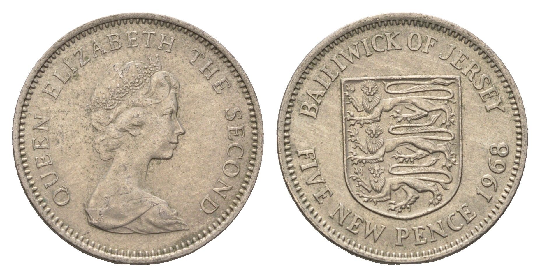 Джерси 5 пенсов 1968 герб, Елизавета II (1952-2022) KM 32 медно-никель 4592-754