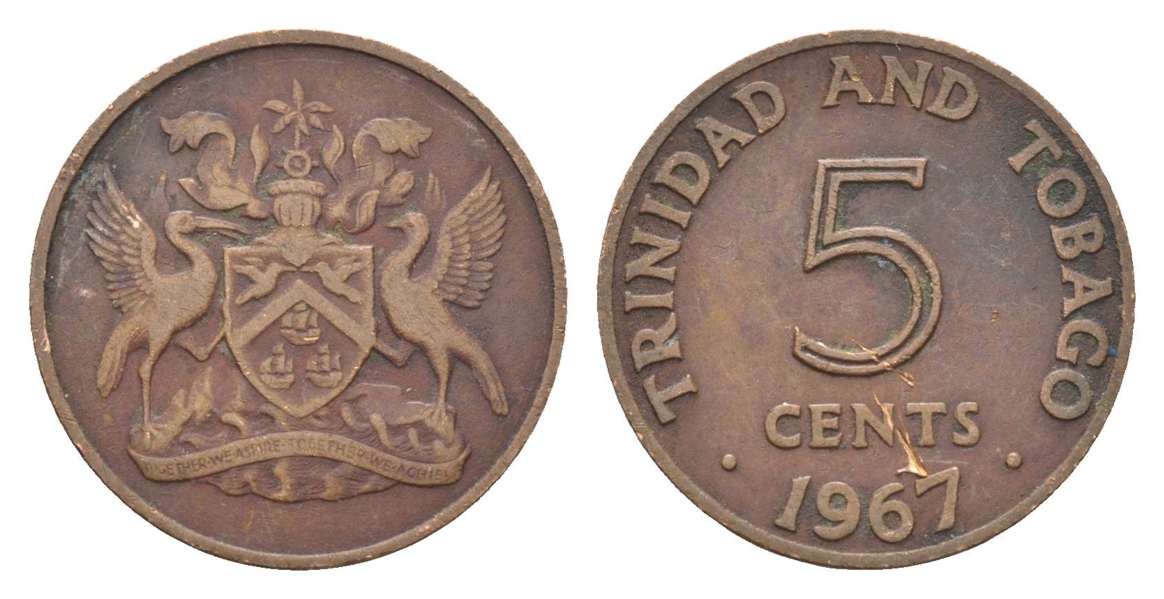 Тринидад и Тобаго 5 центов 1967 KM 2 бронза 4664-664