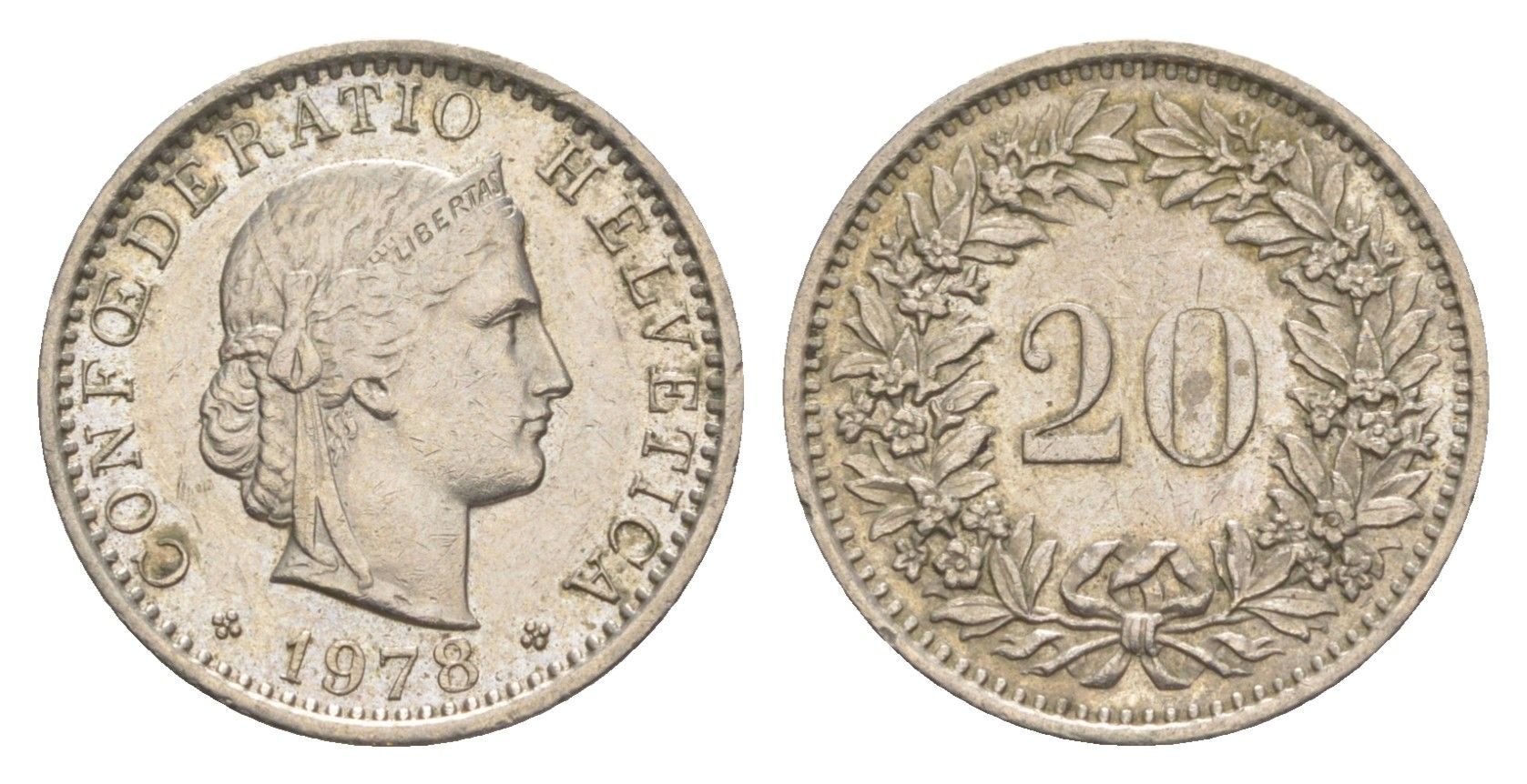 Швейцария 20 раппенов 1978 KM 29a медно-никель 4623-215