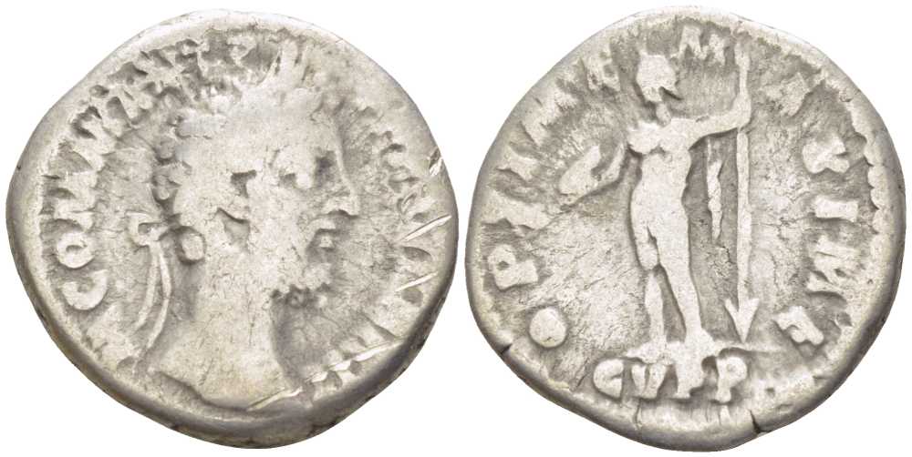 Римская Империя денарий 189 Коммод, M COMM ANT P FEL AVG BRIT / OPTIME MAXIME CVPP, Рим, fine RIC 192 серебро 1073-6-47