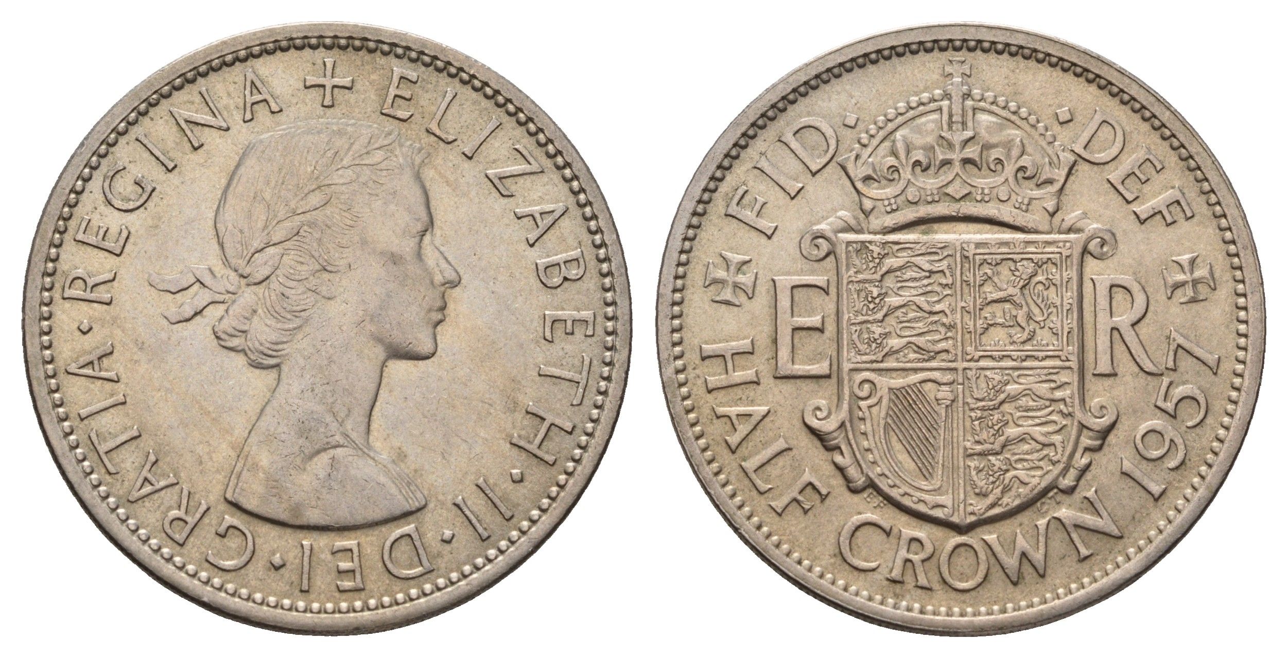 Великобритания 1/2 кроны 1957 Елизавета II (1952-2022) KM 907, Spink 4145 медно-никель aUNC 3996-245