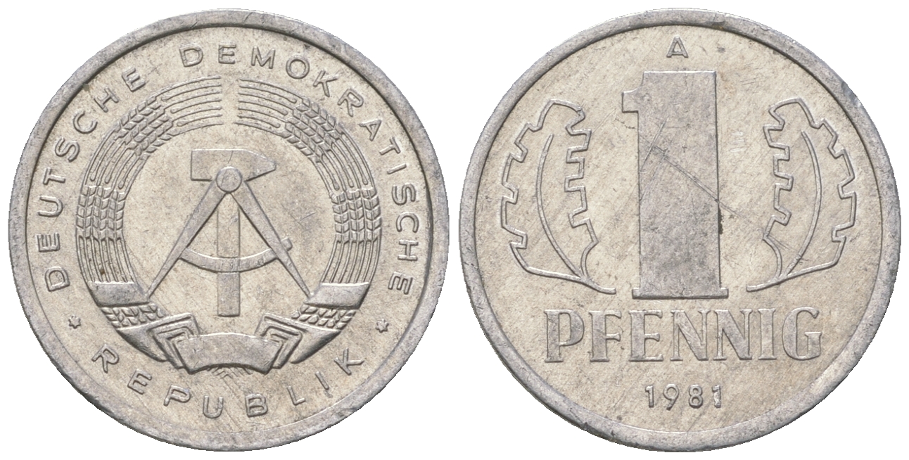 ГДР 1 пфенниг 1981 А KM 8.2 алюминий 4623-422