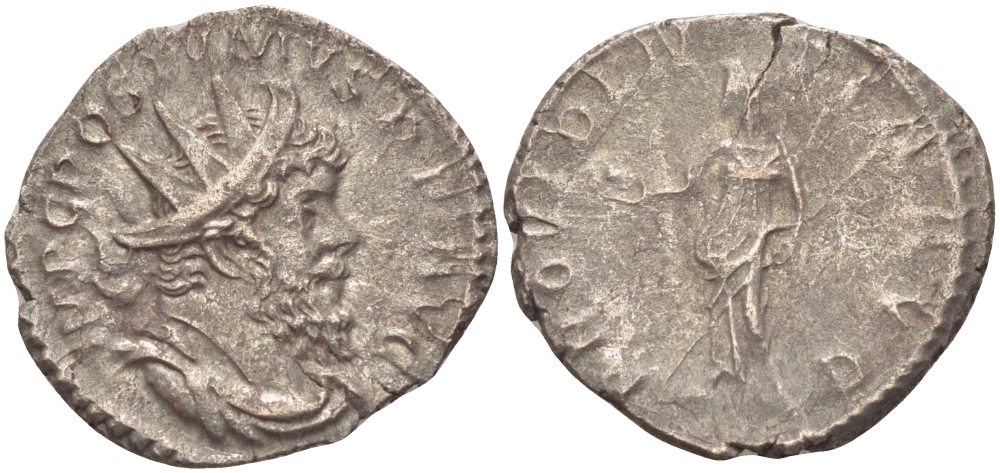 Римская Империя (императоры в Галлии) антониниан 260 - 269 Постум. IMP C POSTVMVS P F AVG / PROVIDENTIA AVG, Провиденция, держащая скипетр и сферу, Колония Агриппины, Very fine RIC 323 биллон 1073-13-63