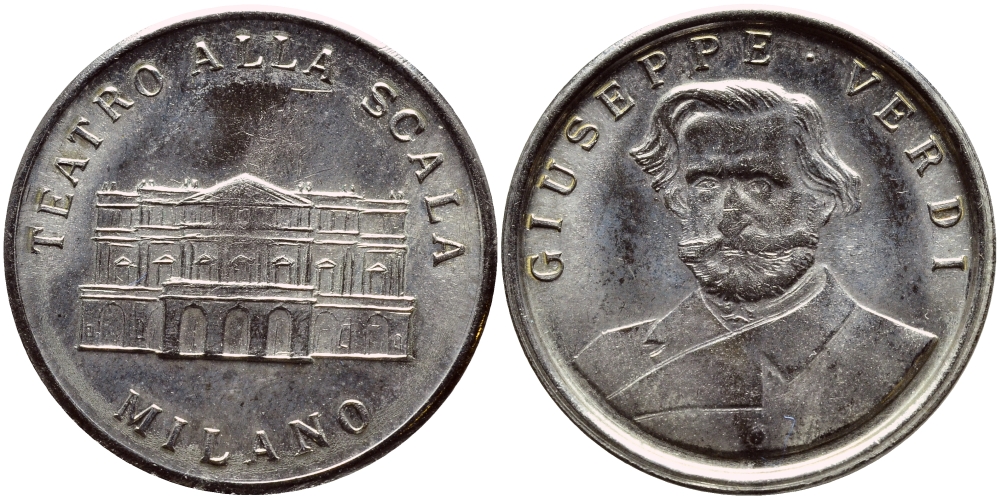 ИТАЛИЯ ЖЕТОН ND ДЖУЗЕППЕ ВЕРДИ, МИЛАН, ТЕАТР ЛА СКАЛА белый металл 4398-815