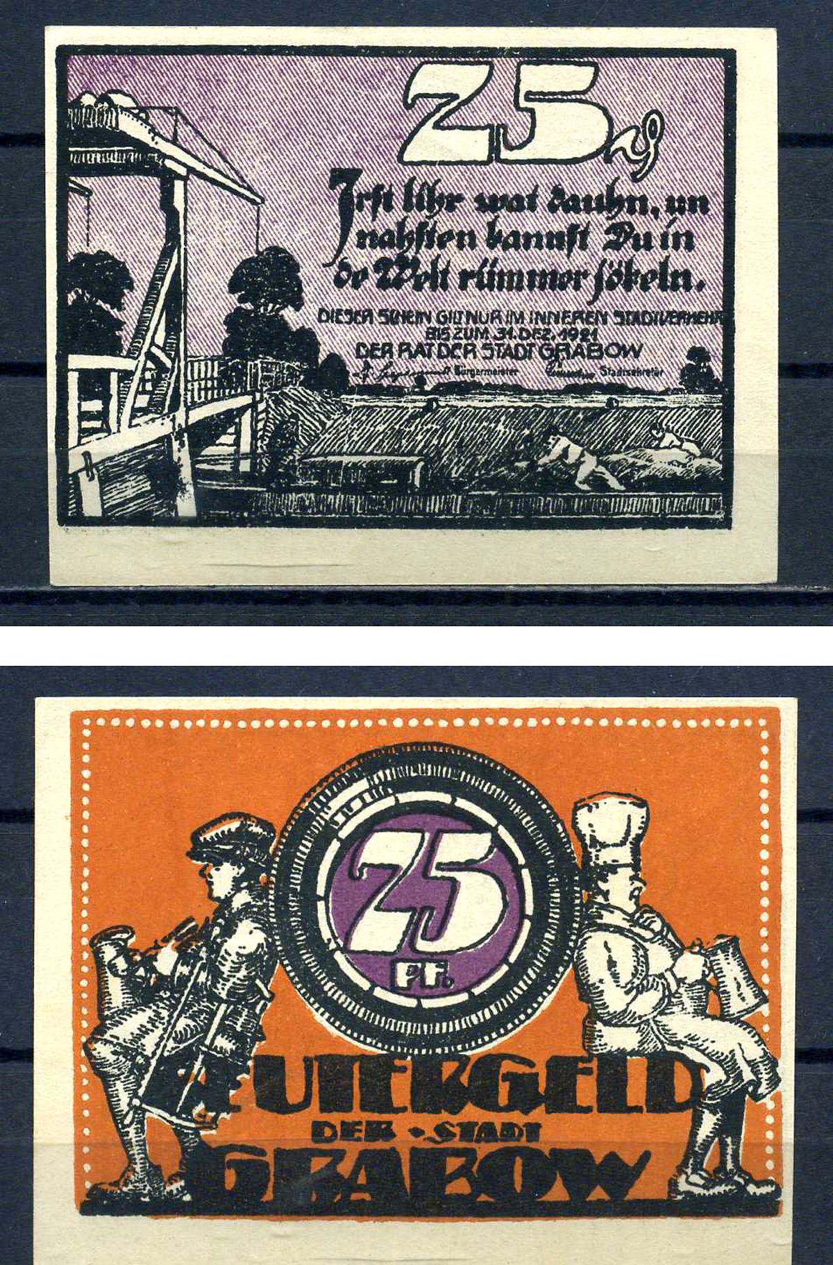 Грабов-Эльде (Мекленбург-Шверин) 25 пфеннигов 1922 бумага UNC (пресс) 7556-14-2-1