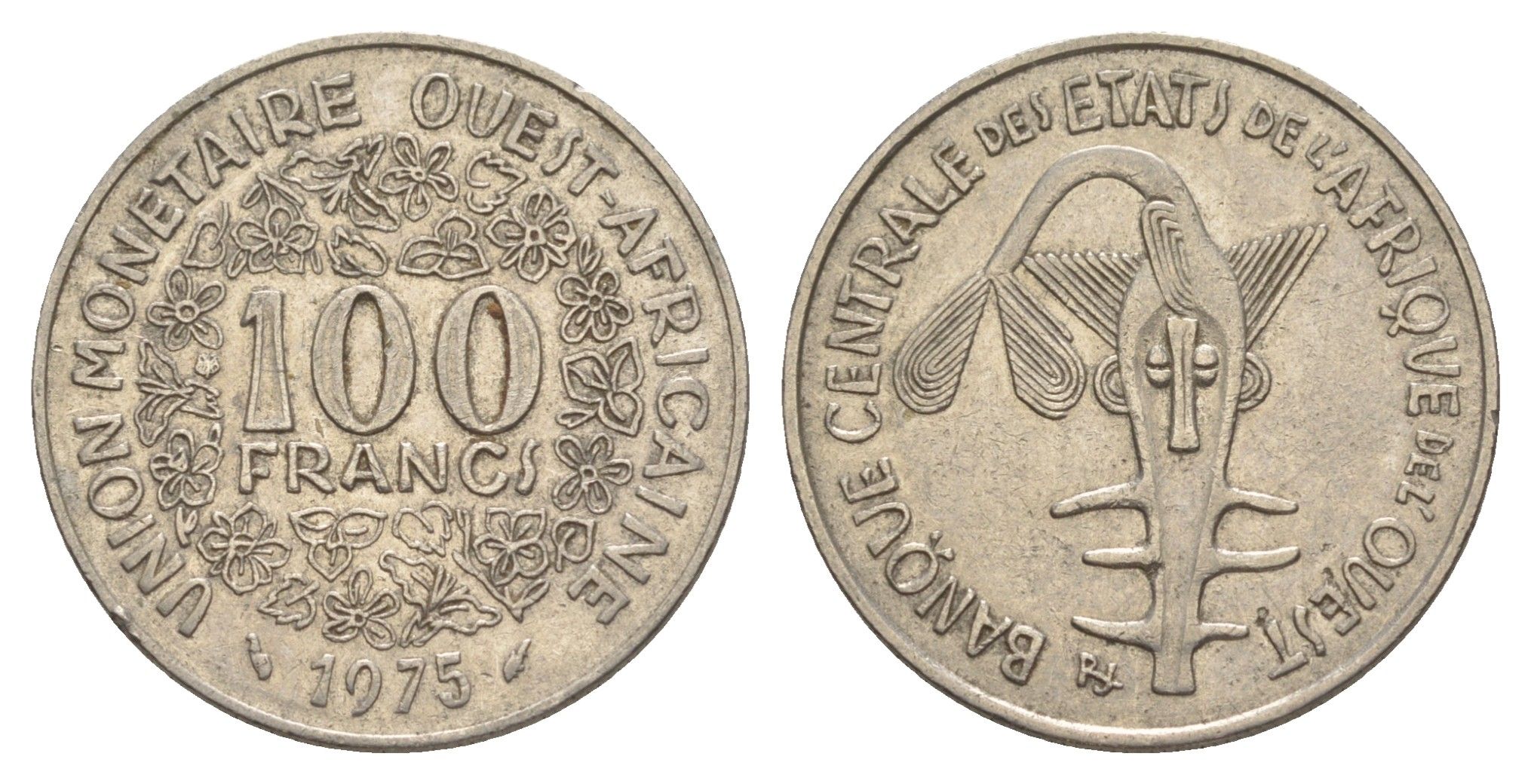 Западная Африка (BCEAO) 100 франков 1975 Центральный банк государств Западной Африки KM 4 никель 4642-324