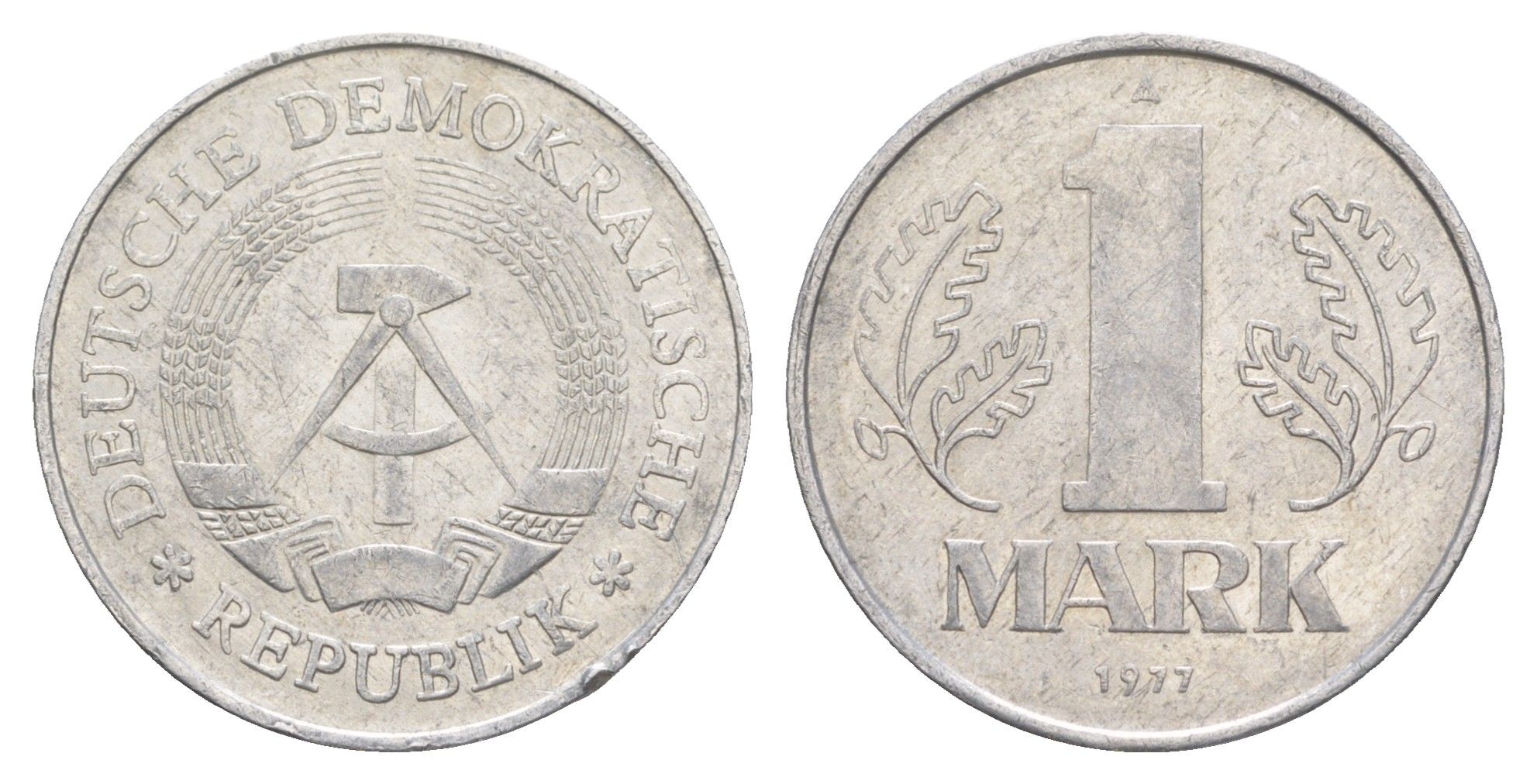 ГДР 1 марка 1977 A KM 35.2 алюминий 4648-1034