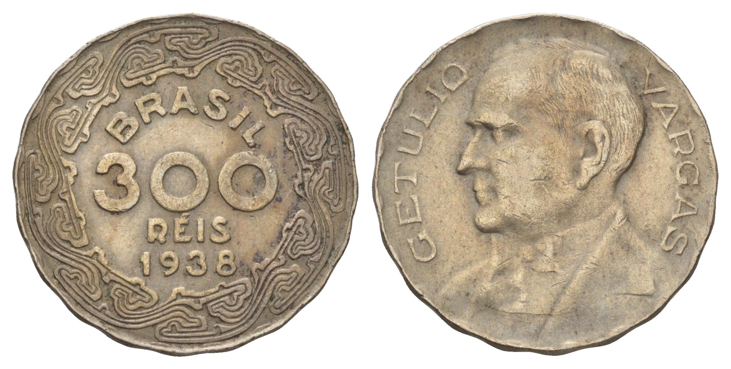 Бразилия 300 реалов (рейсов) 1938 KM 546 медно-никель 4668-1051