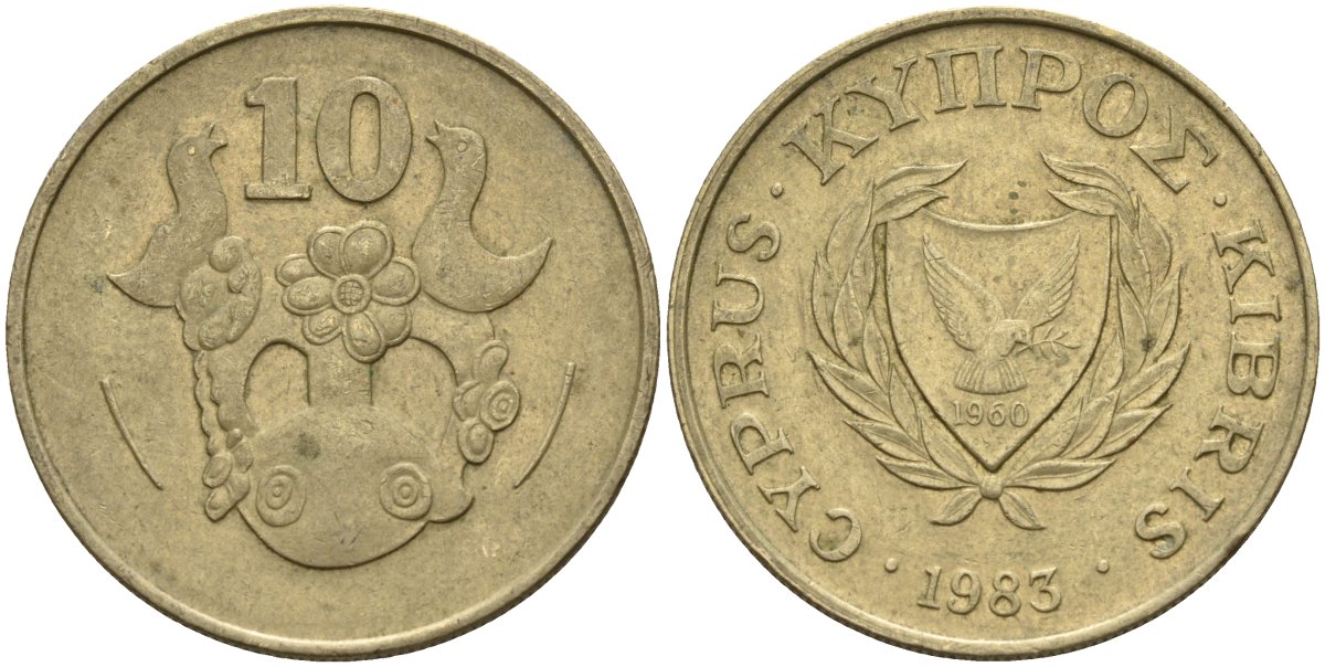 Кипр 10 центов 1983 KM 56.1 никель латунь 4141-1127