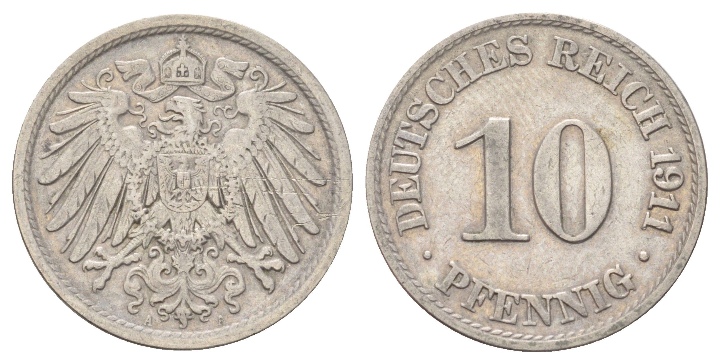 Германия 10 пфеннигов 1911 A KM 12, J. 13 медно-никель 4701-1122