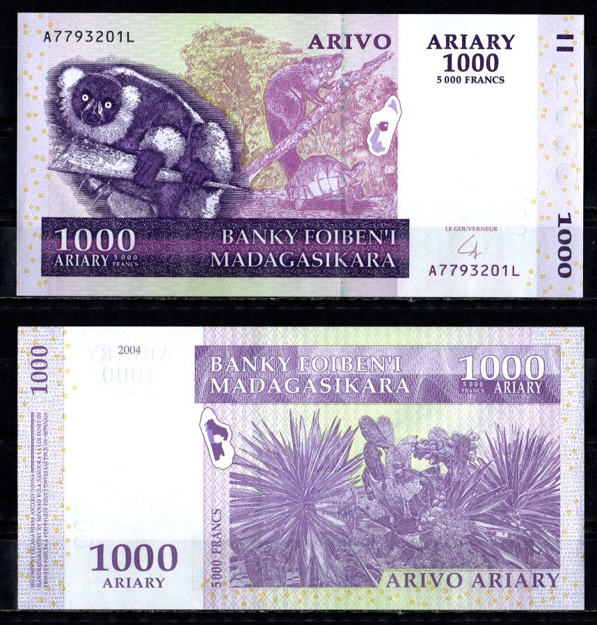 Мадагаскар 1000 ариари 2004 Pick 89 b бумага UNC (пресс) 7485-64-2-1