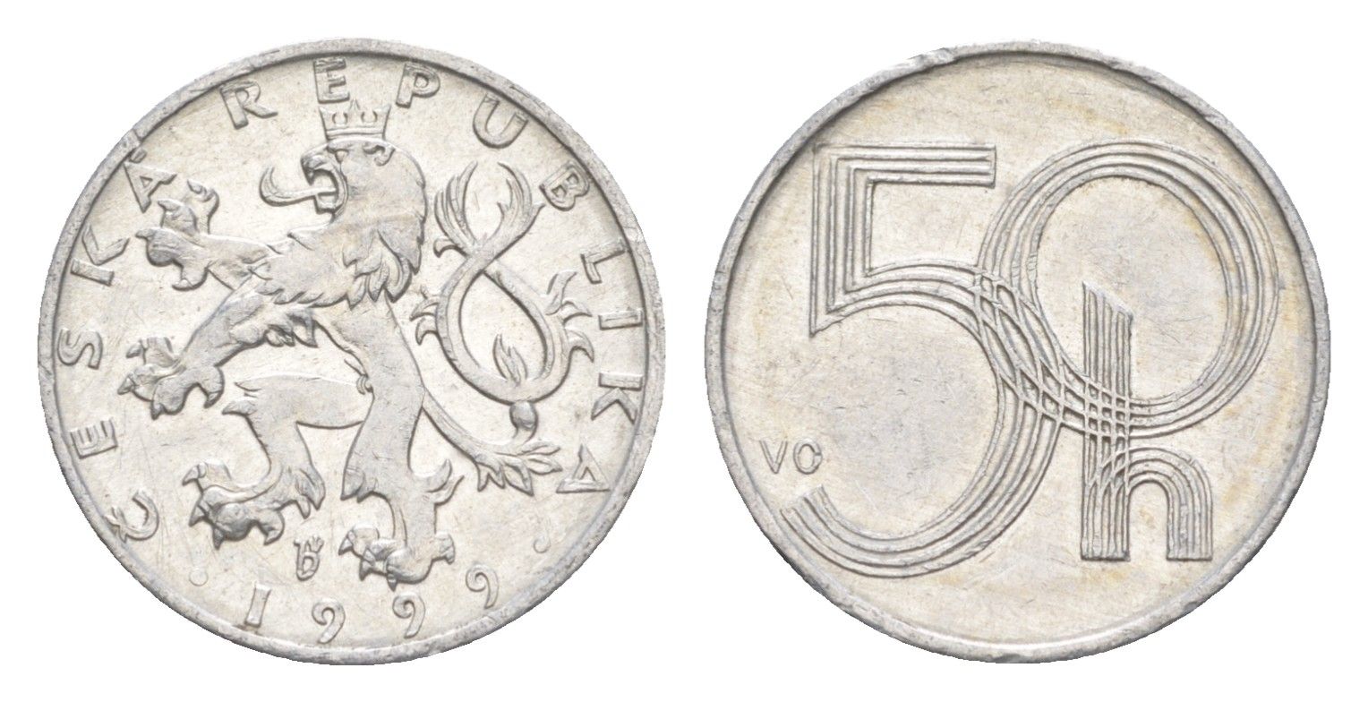 Чехия 50 геллеров 1999 KM 3 алюминий 4647-967