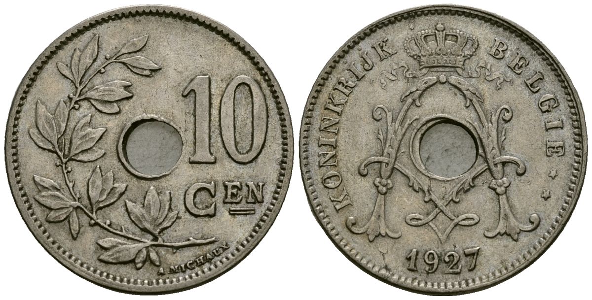Бельгия 10 сантимов 1927 Belgie KM 86 медно-никель 4171-1146