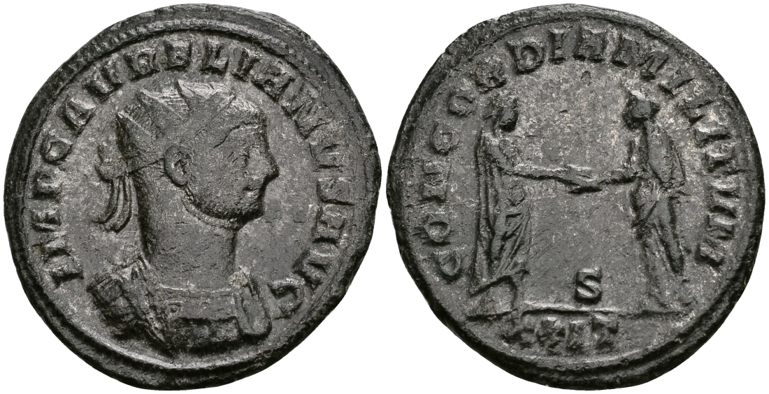 Римская Империя аврелианиан 274 Аврелиан CONCORDIA MILITVM Сисция Good Very fine RIC 244 бронза 1073-3-9-5