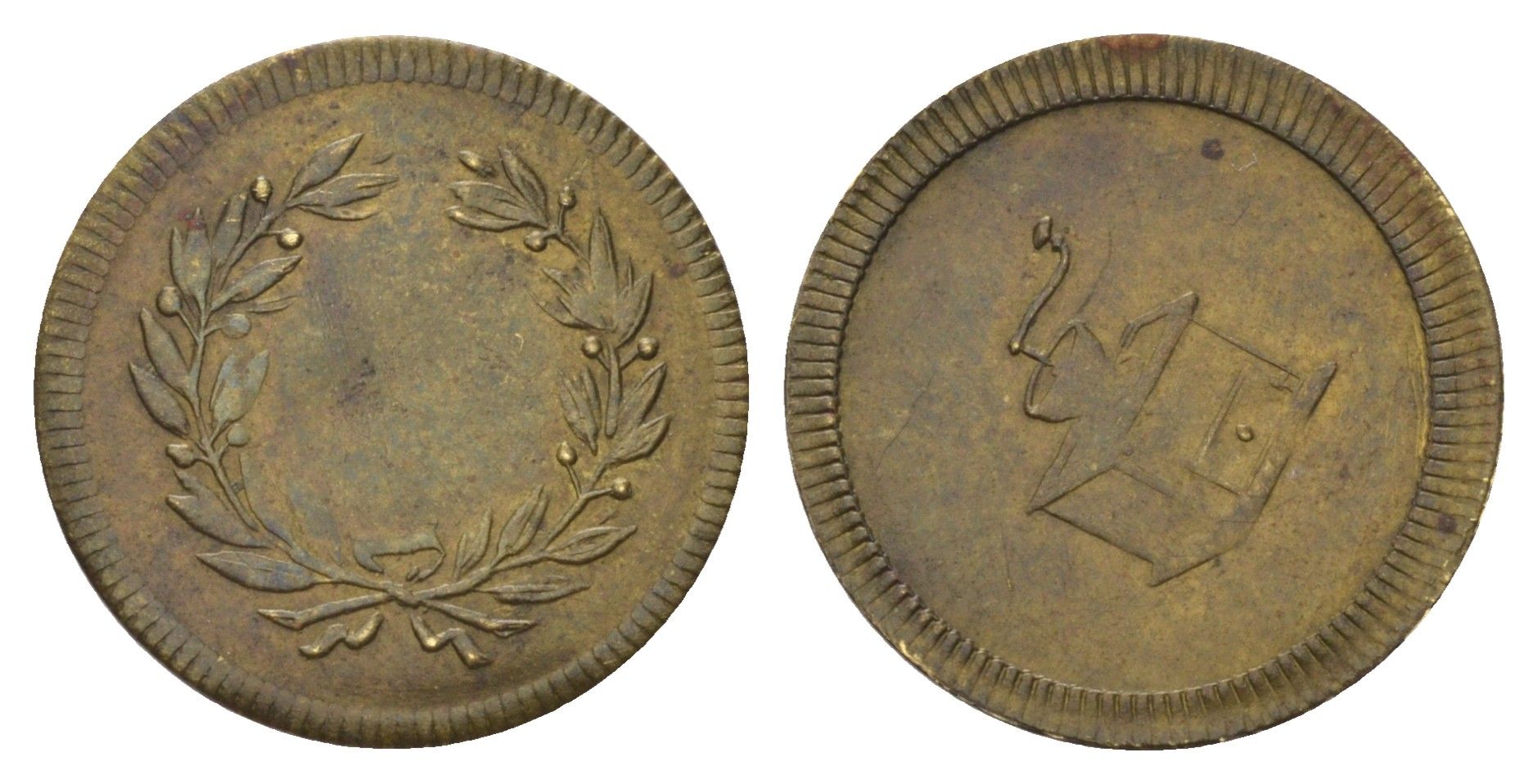 Германия игровой жетон XIX век диаметр 16 мм, вес 0,5 гр латунь 4668-1029