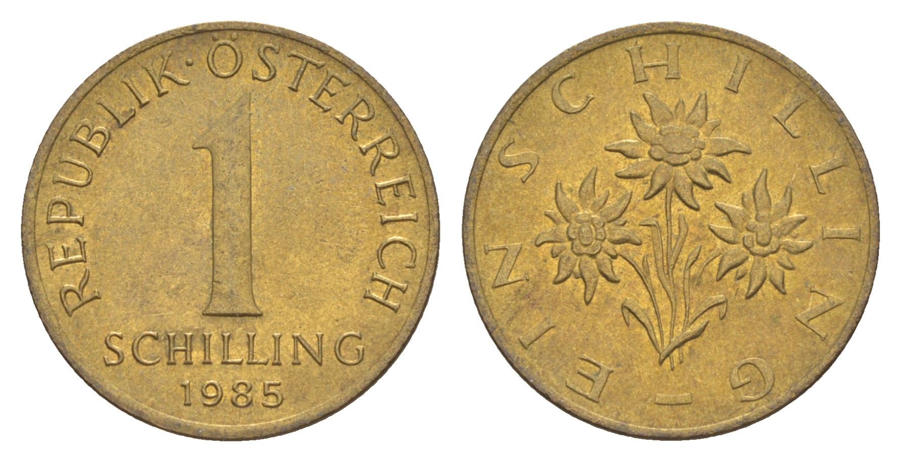 Австрия 1 шиллинг 1985 KM 2886 алюминиевая бронза UNC 4561-1144