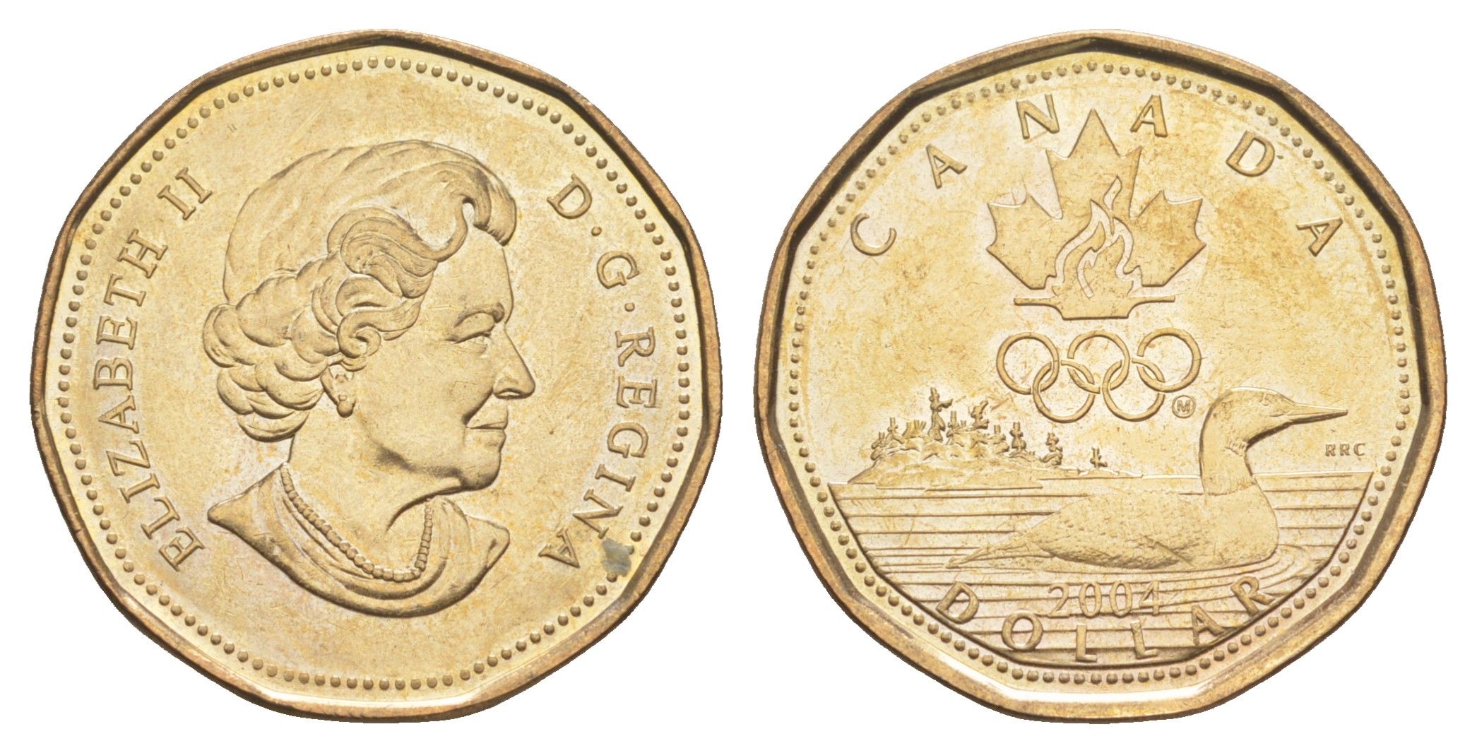 Канада 1 доллар 2004 XXVIII летние Олимпийские Игры, Афины 2004 KM 513 никель плакированная бронзой UNC 4652-1212