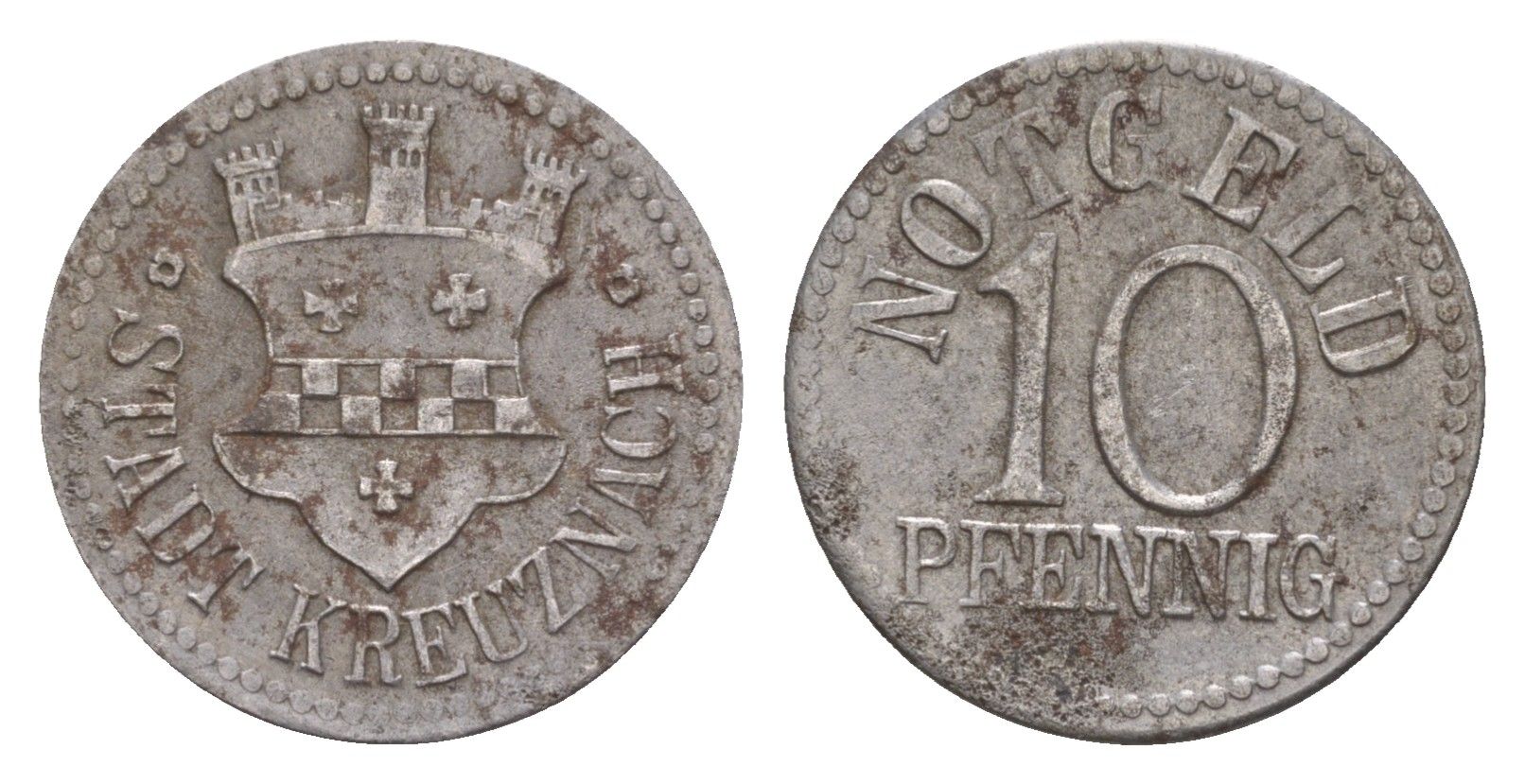 Кройцнах 10 пфеннигов ND Funck 259.1, Men18 17446.1 железо 4659-248