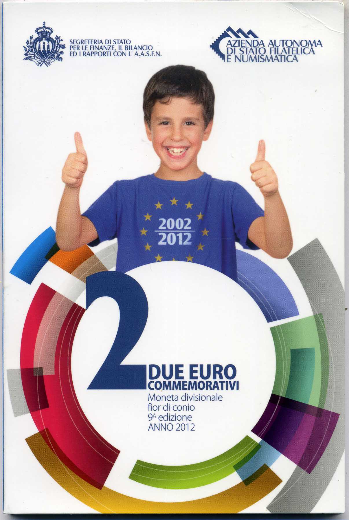 Сан-Марино 2 евро 2012 10 лет евро, в оригинальном буклете KM NEW биметалл UNC 00-00