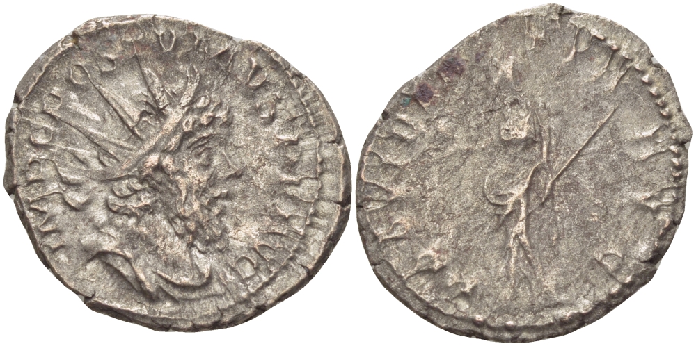 Римская Империя (императоры в Галлии) антониниан 260 - 269 Постум. IMP C POSTVMVS P F AVG / PROVIDENTIA AVG, Провиденция, держащая скипетр и сферу, Колония Агриппины, Very fine RIC 323 биллон 1073-13-41