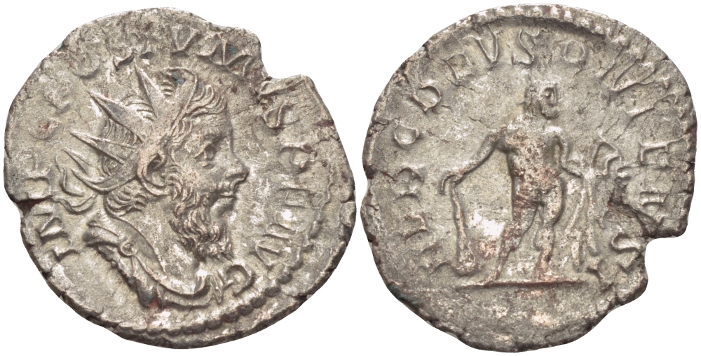 Римская Империя (императоры в Галлии) антониниан 260 - 269 Постум. IMP C POSTVMVS P F AVG / HERC DEVSONIENSI, Геркулес с палицей, луком и львиной шкурой, Колония Агриппины, Good Very fine RIC 64 биллон 1073-12-12