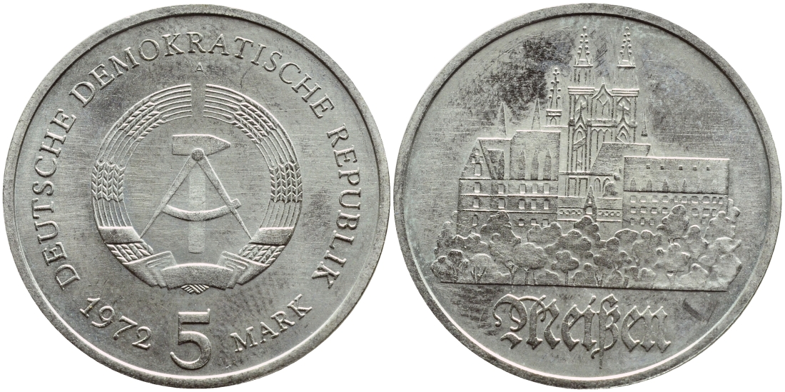 ГДР 5 марок 1972 А, Мейсенский собор KM 37, J. 1543 медно-никель aUNC 3999-315