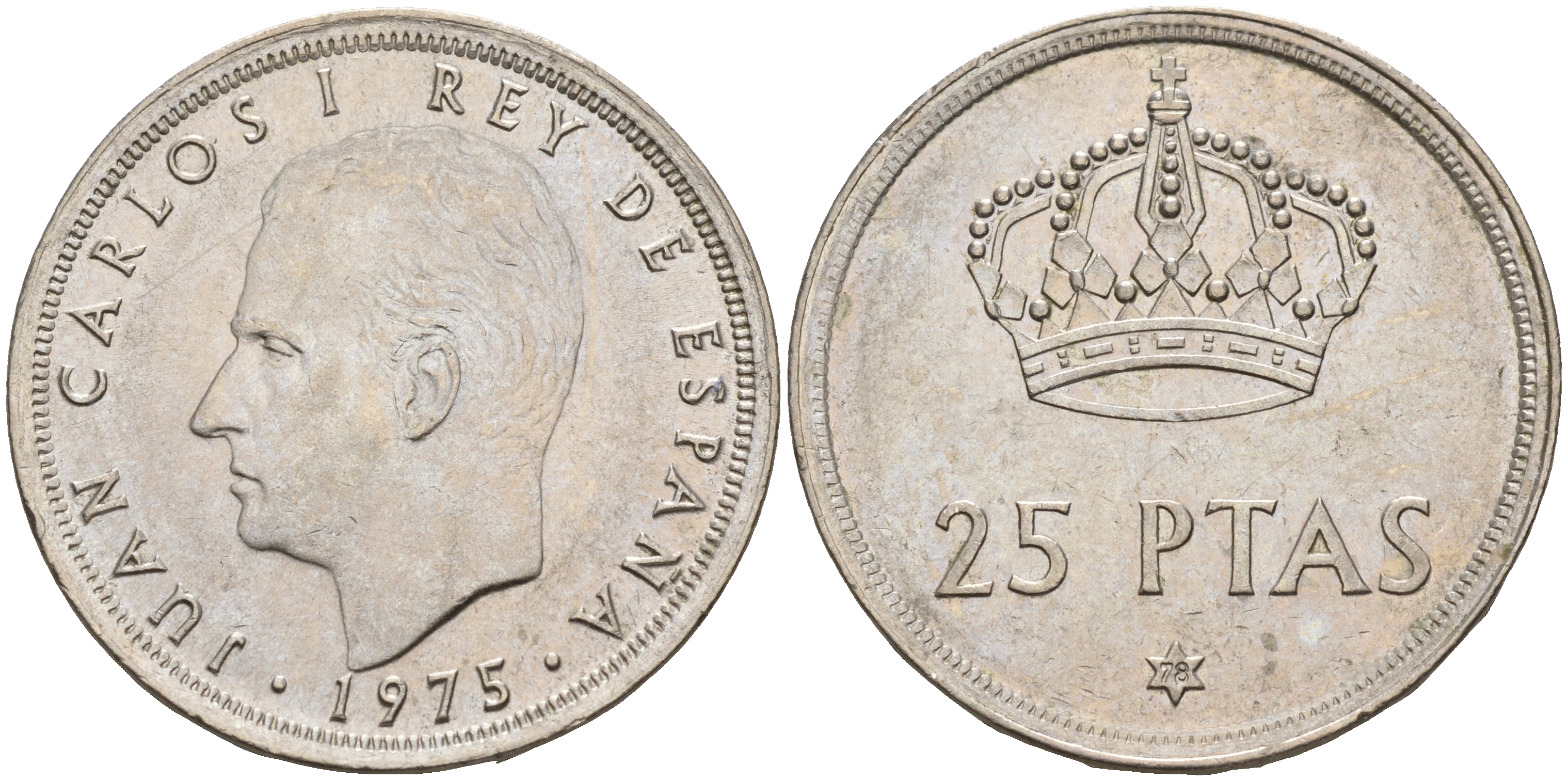 Испания 25 песет 1975 (78) Хуан Карлос I (1975-2014) KM 808 медно-никель    4144-221