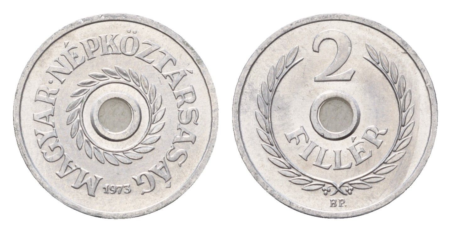 Венгрия 2 филлера 1973 ВР KM 546 алюминий UNC 188-812