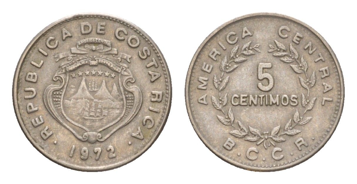 Коста-Рика 5 сентимо 1972 KM 184.3 медно-никель 4649-824