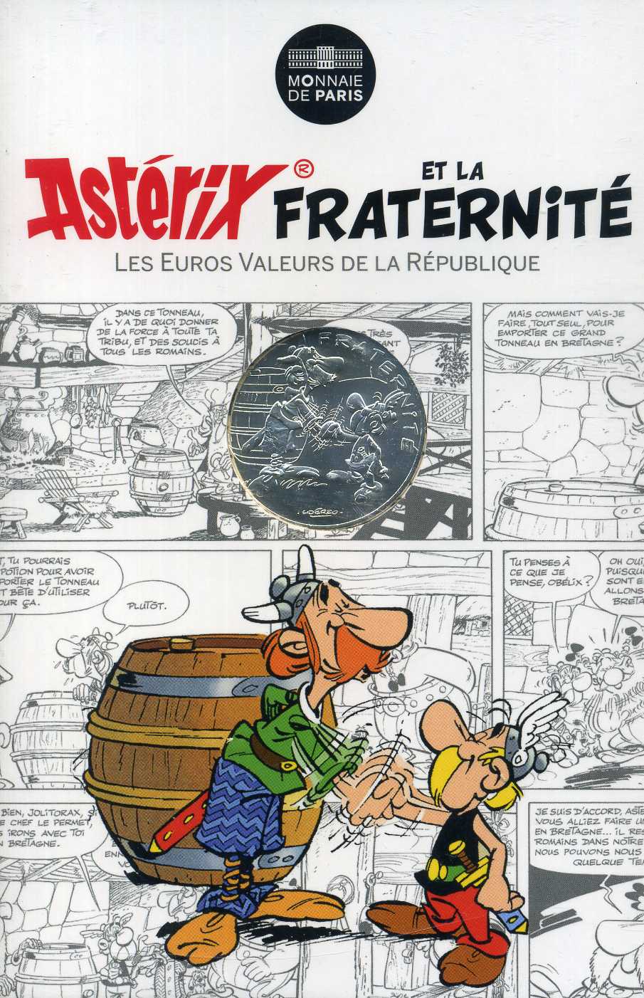 Франция 10 евро 2015 серия Астерикс и свобода, Астерикс и Красовакс (Jolitorax), в оригинальном буклете KM NEW серебро UNC 1-4-3-20