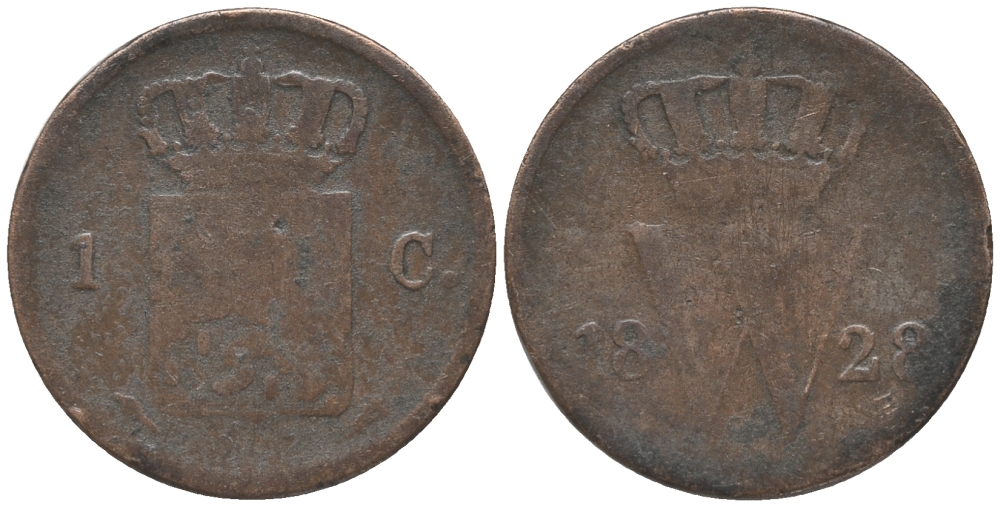 НИДЕРЛАНДЫ 1 ЦЕНТ 1828 ВИЛЬЯМ I (1815-1840) KM 47 медь 28-1243