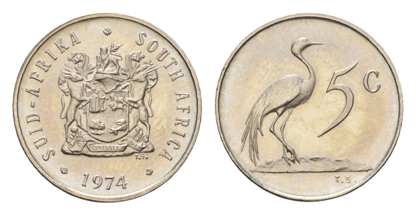 ЮАР 5 центов 1974 KM 84 никель UNC 4679-157