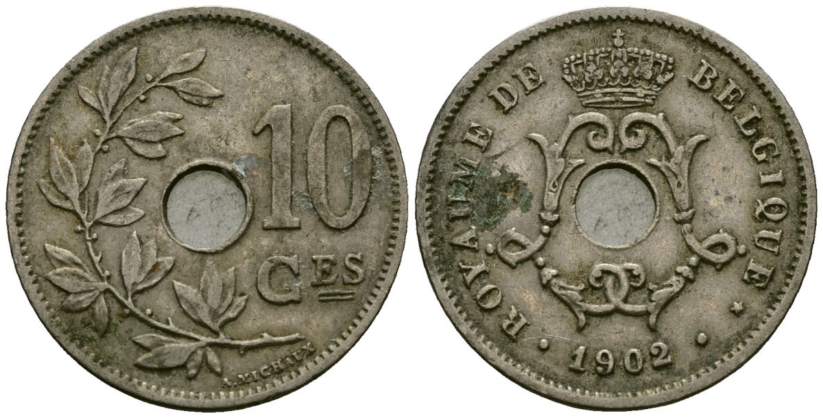 Бельгия 10 сантимов 1902 Belgique KM 48 медно-никель 4172-715