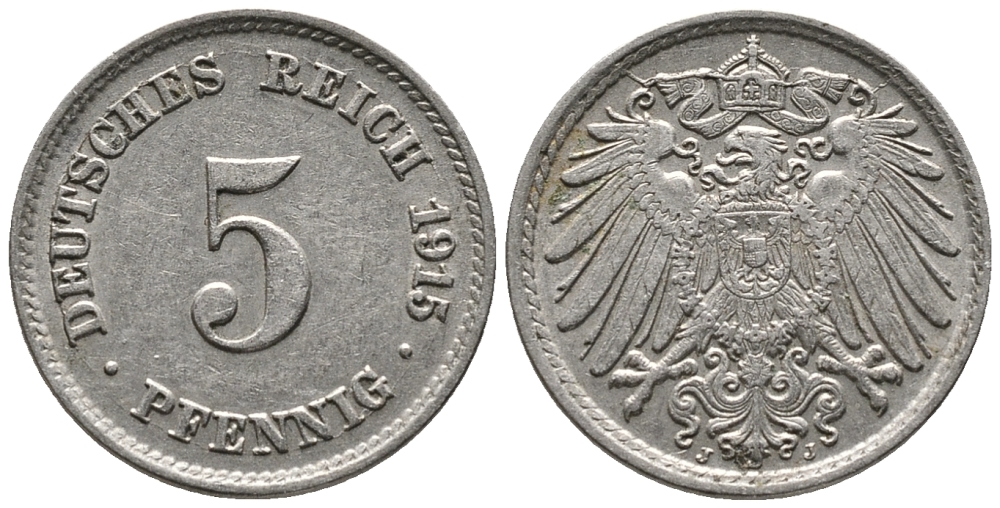Германия 5 пфеннигов 1915 J KM 11, J. 12 медно-никель 39-816
