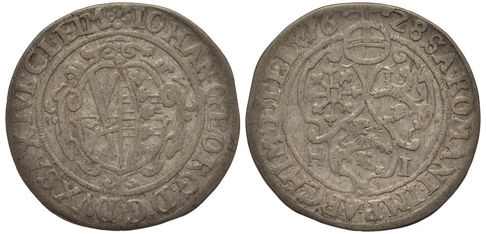 Саксония 1/24 талера 1628 H.I., Иоганн Георг I (1615-1656) KM 71 серебро    413-5541