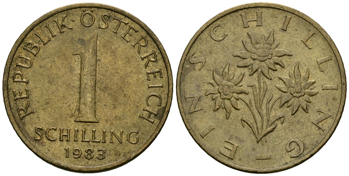 Австрия 1 шиллинг 1983 KM 2886 алюминиевая бронза 4135-213