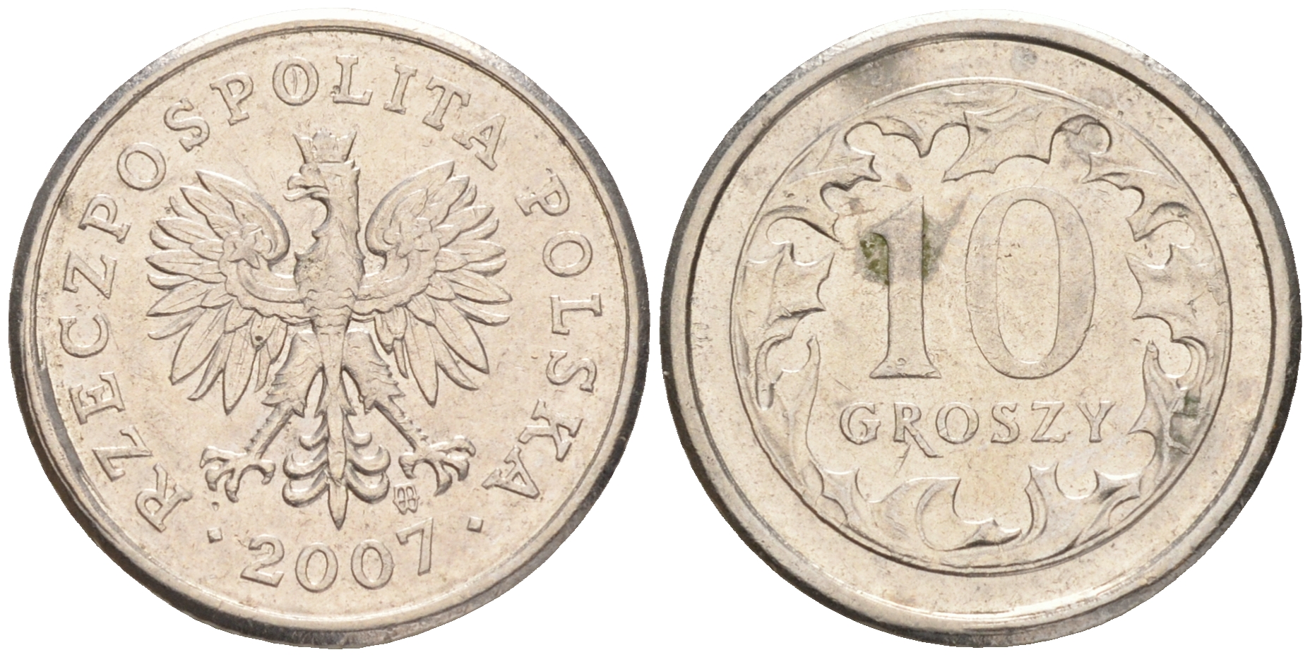 ПОЛЬША 10 ГРОШЕЙ 2007 MW KM 279 медно-никель 4528-345