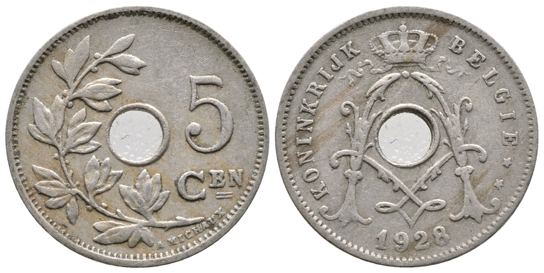 Бельгия 5 сантимов 1928 Belgie KM 67 медно-никель    4608-664