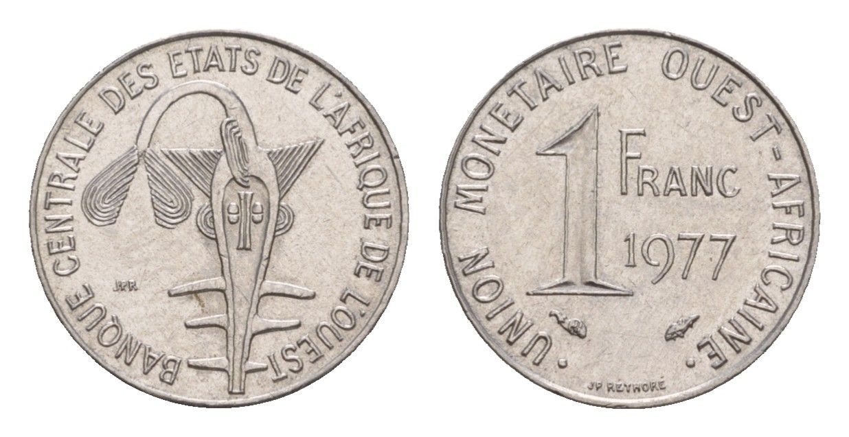 Западная Африка (BCEAO) 1 франк 1977 KM 8 нержавеющая сталь UNC 4655-763