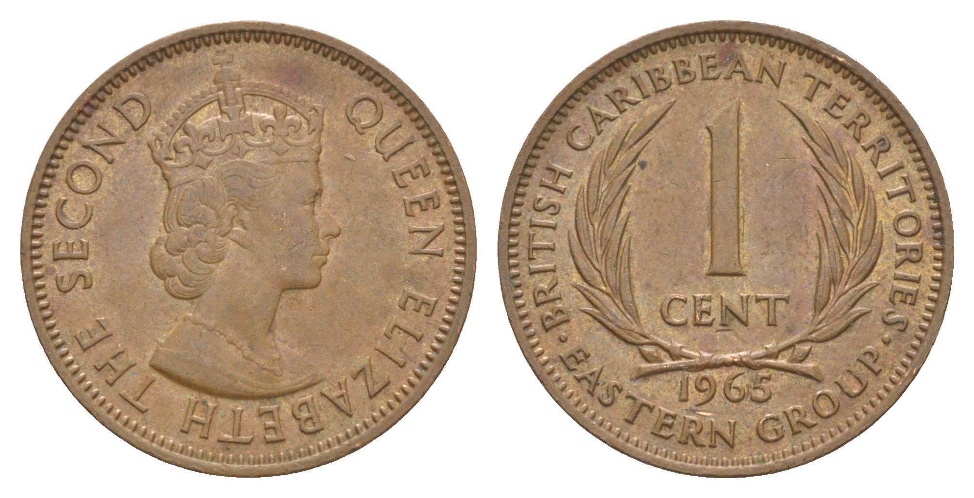 Восточные Карибские острова (Карибы) 1 цент 1965 KM 2 бронза 4514-1215