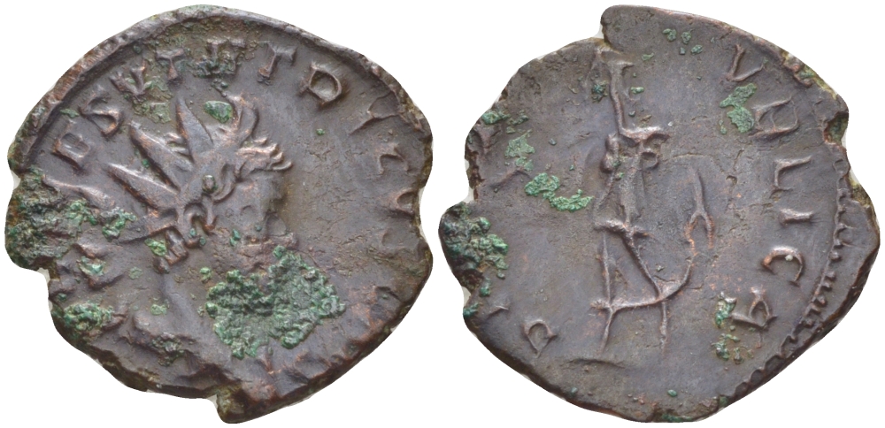 Римская Империя (императоры в Галлии) антониниан 272 - 273 Тетрик I. SPES PVBLICA, Спея, держащая цветок, Колония Агриппины, Good Very fine RIC 136 биллон 1073-13-102