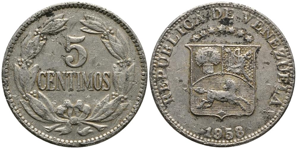 Венесуэла 5 сентимо 1958 KM 38.1 медно-никель 4549-347