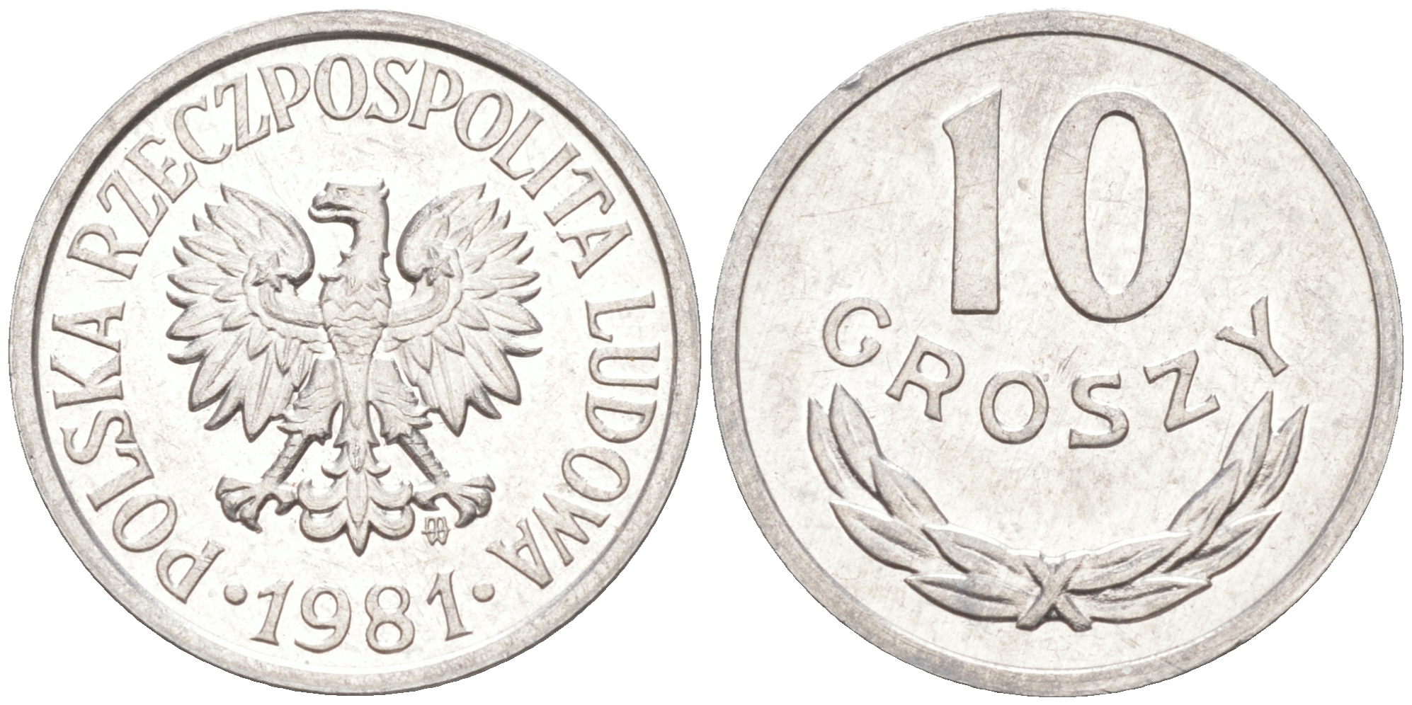 ПОЛЬША 10 ГРОШЕЙ 1981 MW KM АА47 алюминий UNC 187-918