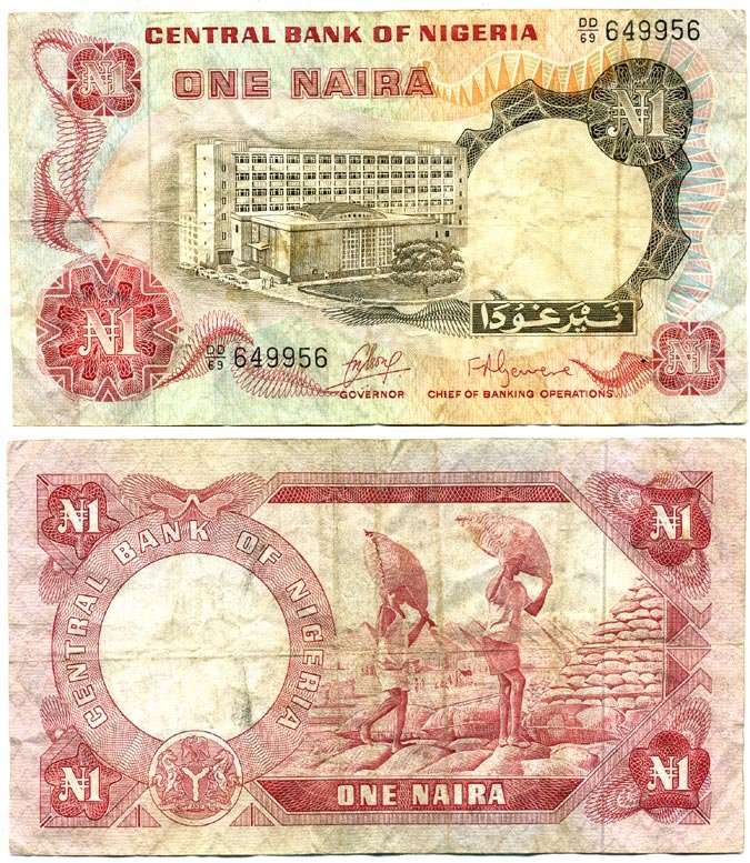 НИГЕРИЯ 1 НАЙРА 1973-1978 Pick 15a бумага 7146-6-1